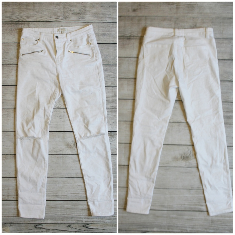 White Zipper Skinny Jeans 4